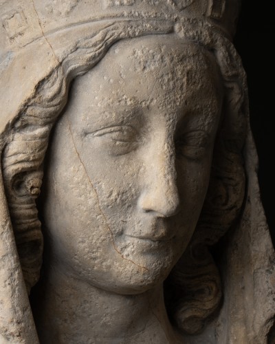 Sculpture  - Head of a Virgin - France 14th century