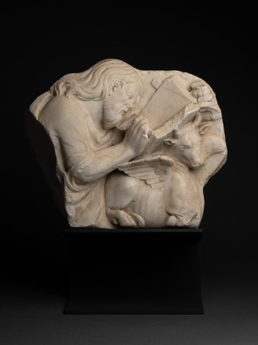 Saint Luke and Saint Mark in marble - Italy 14th century - Sculpture Style Middle age