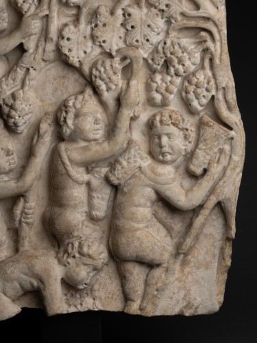 Bas-relief des Putti Vendangeurs - Empire Romain IVe siècle ap. J.-C - Sculpture Style 