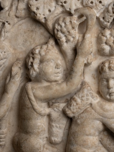 Antiquités - Bas-relief des Putti Vendangeurs - Empire Romain IVe siècle ap. J.-C