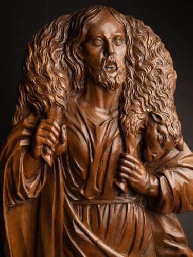 Jesus the Good Shepherd Walnut 17th century - Sculpture Style Louis XIII