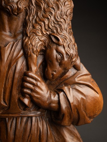 Sculpture  - Jesus the Good Shepherd Walnut 17th century