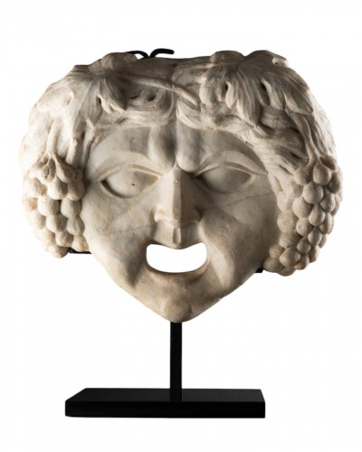 Mascaron en marbre représentant Bacchus - Italie fin XVIe siècle