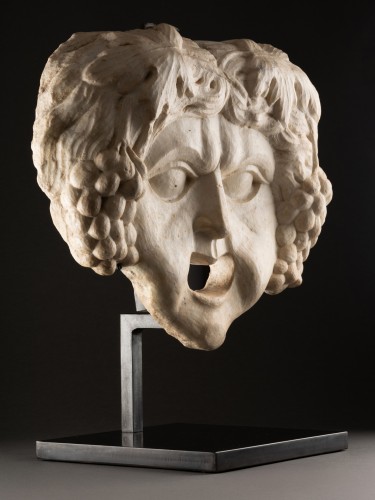 Renaissance - Marble mascaron representing Bacchus - Italy Late 16th century