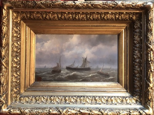 Henriette Herminie GUDIN (1825-?) - Pêche sur une mer agitée - Tableaux et dessins Style 