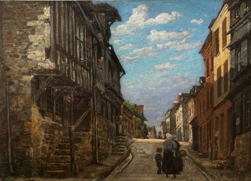 Old street in Honfleur, Alexandre Dubourg (1821-1891)