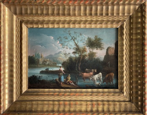 Tableaux et dessins Tableaux XVIIIe siècle - Marco RICCI (1676 – 1730) Paysages lacustres aux architectures