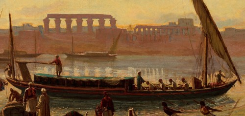 Paintings & Drawings  - Paul-Marie LENOIR (1843–1881) Animated scene on the Nile