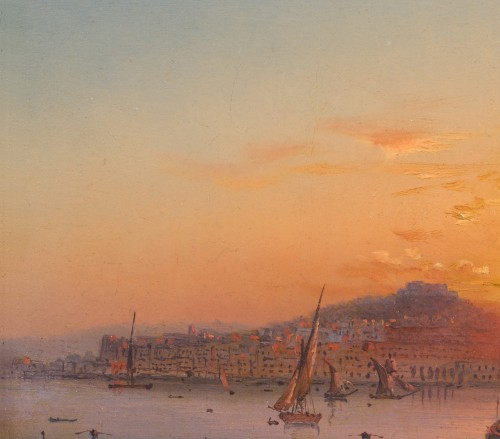 XIXe siècle - Auguste-Etienne-François MAYER (1805–1890) Bateaux en baie de Naples