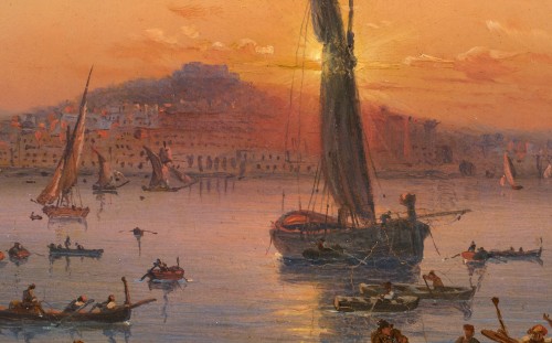  - Auguste-Etienne-François MAYER (1805–1890) Bateaux en baie de Naples