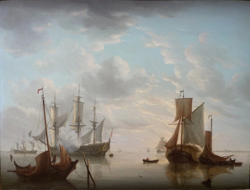 Martinus SCHOUMAN (1770–1848) Vaisseaux et canots à voiles au mouillage