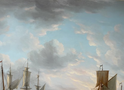 Martinus SCHOUMAN (1770–1848) Vaisseaux et canots à voiles au mouillage - Galerie Barnabé