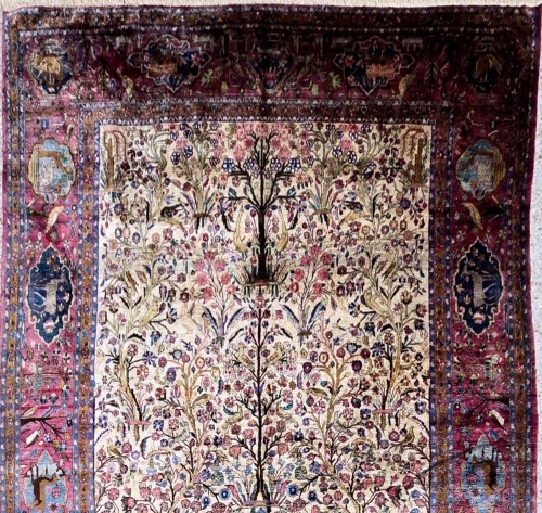 Silk Kachan Dabir circa 1880 - Museum piece - Tapestry & Carpet Style 