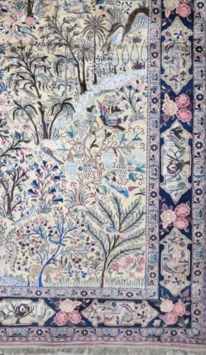 Tapestry & Carpet  - Kachan Mortachem silk carpet circa 1920