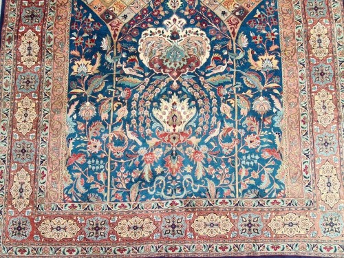 Tapis Kachan en laine et soie, Iran époque du Shah - Tapisserie & Tapis Style 