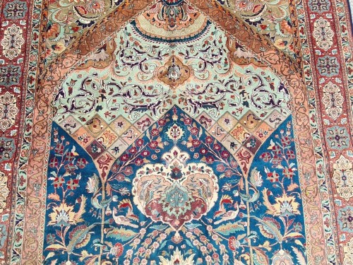 Tapis Kachan en laine et soie, Iran époque du Shah - Galerie Buter