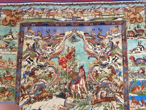 Chasse persane, tapis Tabriz époque du Shah vers 1970 - Tapisserie & Tapis Style 