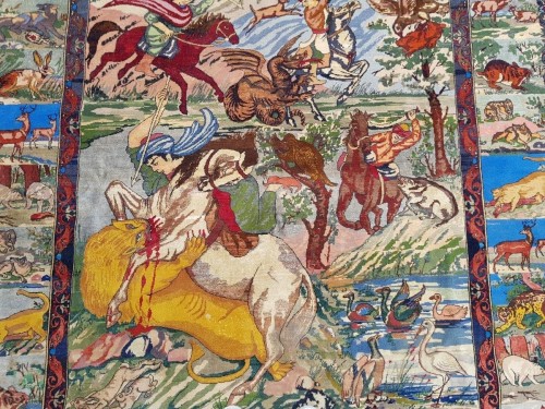 Tapisserie & Tapis Tapis - Chasse persane, tapis Tabriz époque du Shah vers 1970