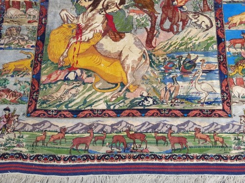 Chasse persane, tapis Tabriz époque du Shah vers 1970 - Galerie Buter