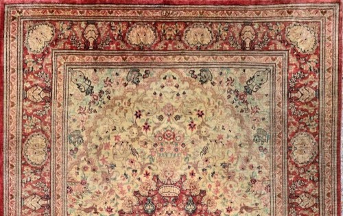 Ghoum silk carpet, Iran, Shah period, circa 1970 - Tapestry & Carpet Style 