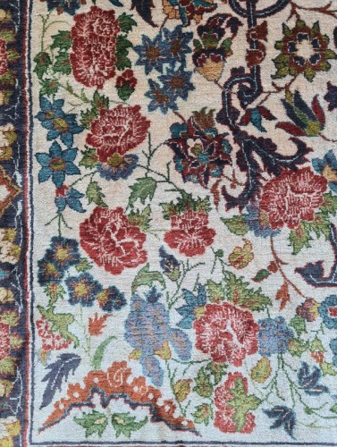 Tapis Persan Ispahan en soie vers 1965/1970 - Tapisserie & Tapis Style 