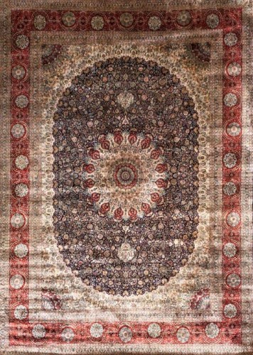 Tapis Ghoum en soie - Iran, atelier Impérial vers 1975