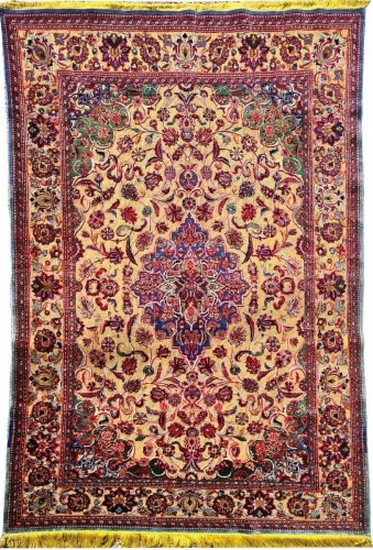 Tapis Kachan Soof en soie, Iran 19e siècle