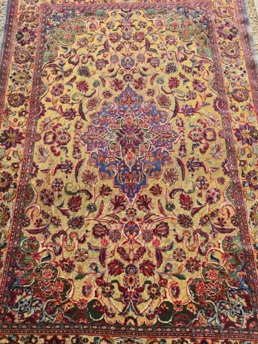 Tapis Kachan Soof en soie, Iran 19e siècle - Galerie Buter