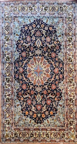 Tapis Ispahan en laine et soie, Iran vers 1950