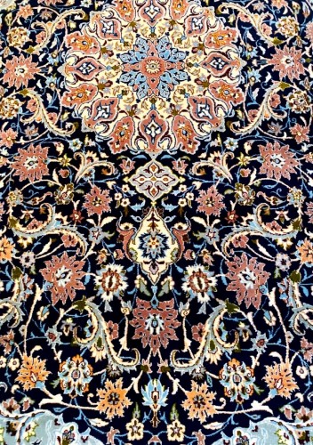 Tapis Ispahan en laine et soie, Iran vers 1950 - Tapisserie & Tapis Style 