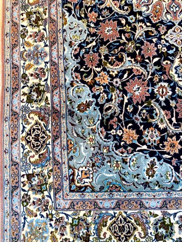 Tapis Ispahan en laine et soie, Iran vers 1950 - 