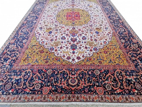 Antiquités - Important tapis Tabriz en laine, Iran fin 19e siècle