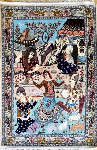 Tapis d'Ispahan "Gholestan - Jardin des roses", Iran vers 1965