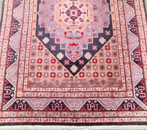 Antiquités - Tapis Samarcande en laine, Chine-Russie année 1950