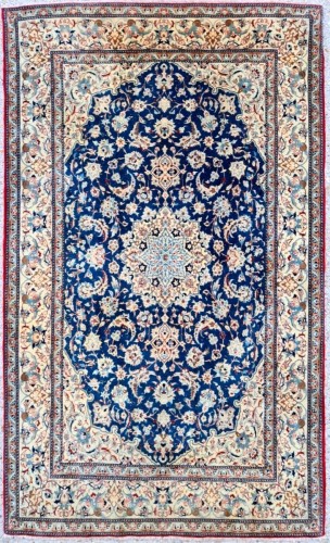 Naïn Abibian wool and silk rug - Iran circa 1950