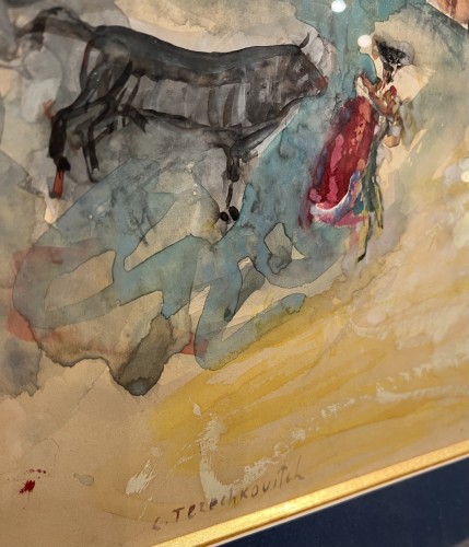 Tableaux et dessins Dessin, Aquarelle & Pastel - La Corrida - Constantin Terechkovitch (1902-1978)