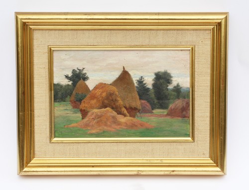 Léo GAUSSON (1860-1944), Meules de foins, vers 1900 - Tableaux et dessins Style 