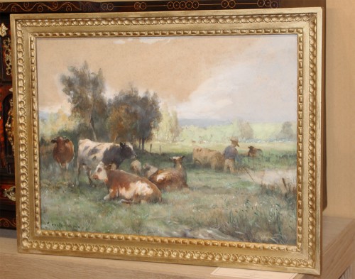 Julien DUPRE (1851-1910) - Resting cows - Paintings & Drawings Style 