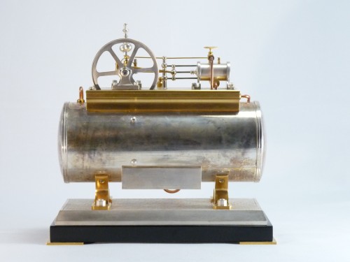 Antiquités - French industrial automaton clock,  horizontal boiler