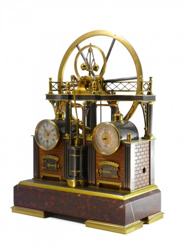 French industrial clock : automaton steam machine