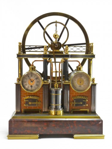 Horology  - French industrial clock : automaton steam machine