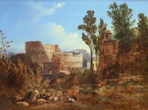 The Colosseum seen from the Palatine - 19th century - Paintings & Drawings Style Louis-Philippe