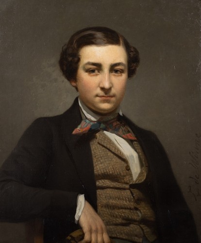 Lievin De Winne (1821–1880) - Portrait de jeune homme - Tableaux et dessins Style Napoléon III