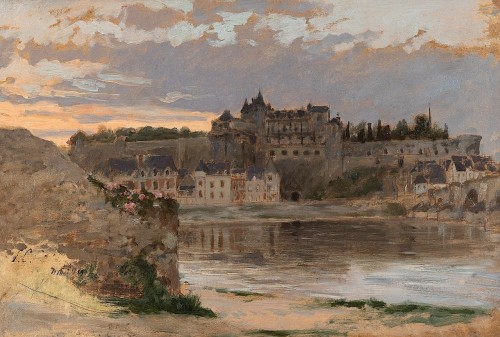 19th Century French School - Panorama Of The Royal Castle Of Amboise - Paintings & Drawings Style Napoléon III