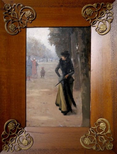 Paul Sinibaldi (1857–1909) - Elegant parisian woman strolling