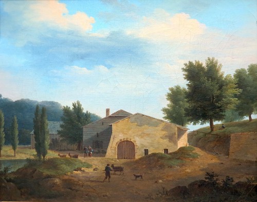 Paysage à la ferme, Attribué à Jean-François DEMAY (1798–1850)