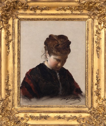 Nicolas BERTHON (1831–1888) - Young pensive woman