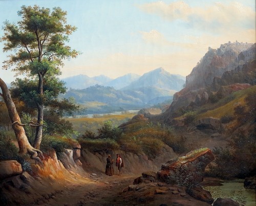 Alexandre Loisel (1783–1865) - Route de Subiaco à Tivoli - Tableaux et dessins Style Louis-Philippe