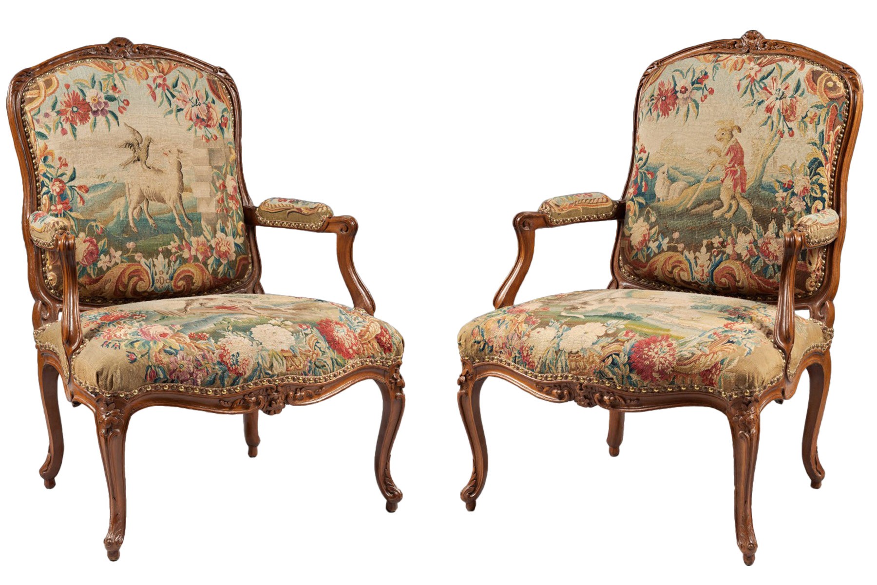 Antique French Walnut Louis XV Arm Chair - Reupholstered — The Art
