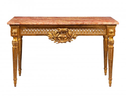Neoclassical gilded wood console table